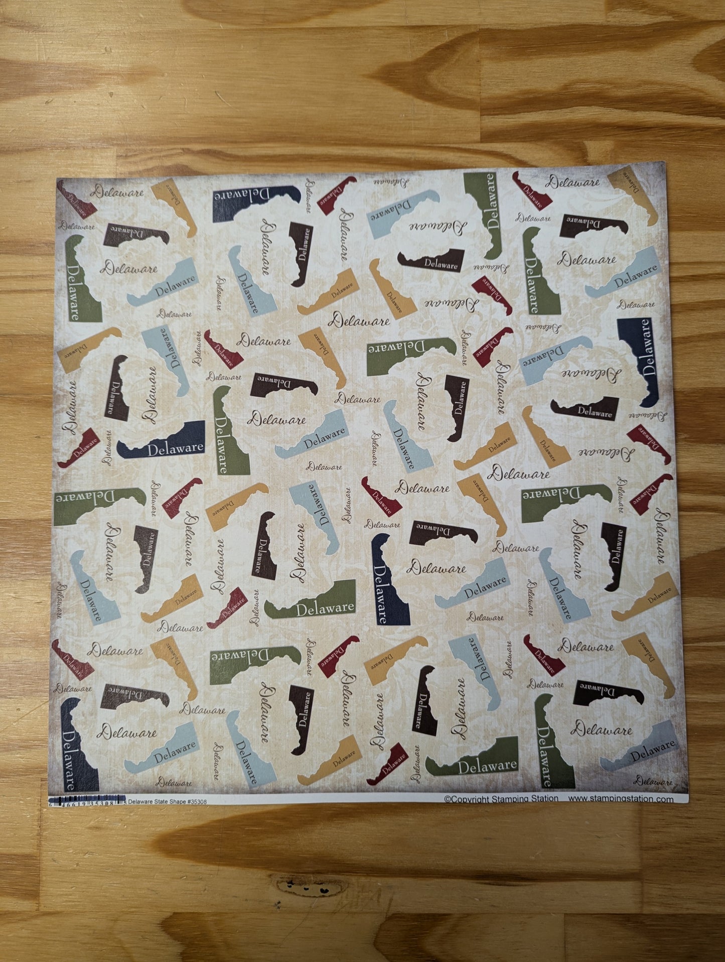 Delaware State Shape 12 x 12 Scrapbook Paper