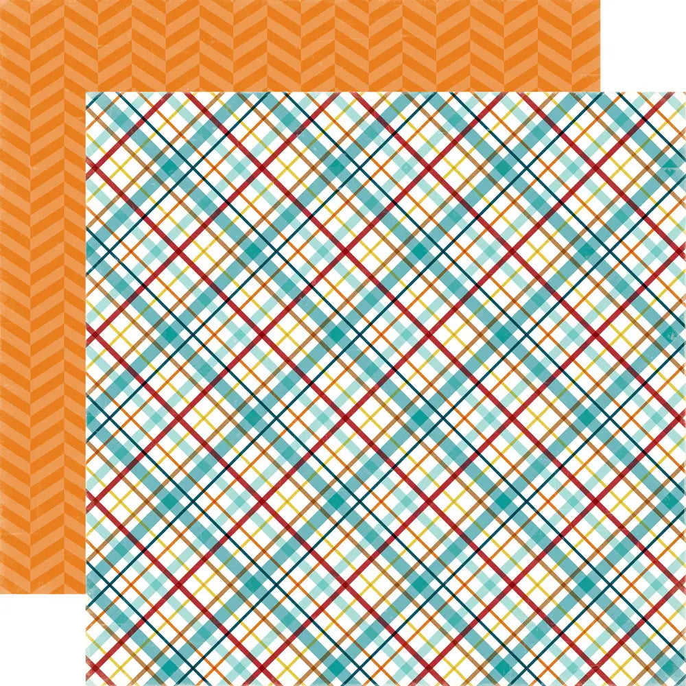 Echo Park Bark 12 x 12 Patterned Paper Scrapbook Paper - Puppy Plaid
