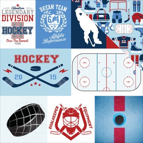 Echo Park Hockey Double-Sided Cardstock 12'X12'-Journaling Cards