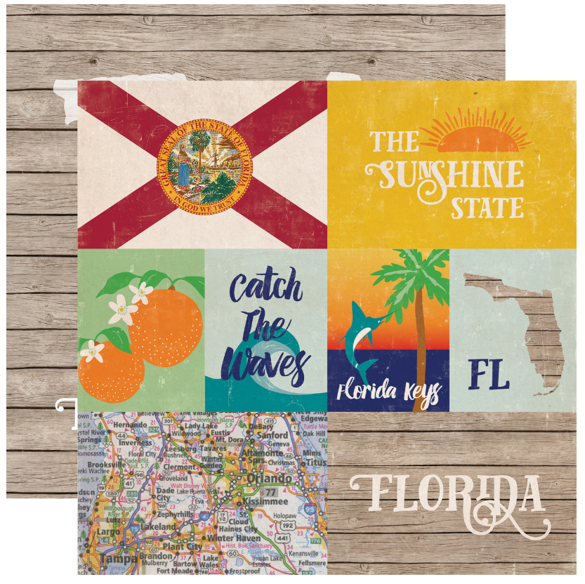 Echo Park Stateside - Florida 12 x 12 Scrapbook Paper
