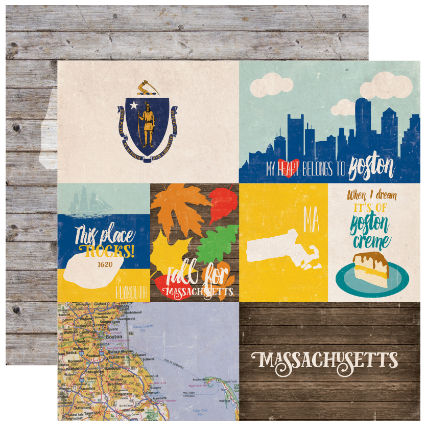 Echo Park Stateside - Massachusetts 12 x 12 Scrapbook Paper