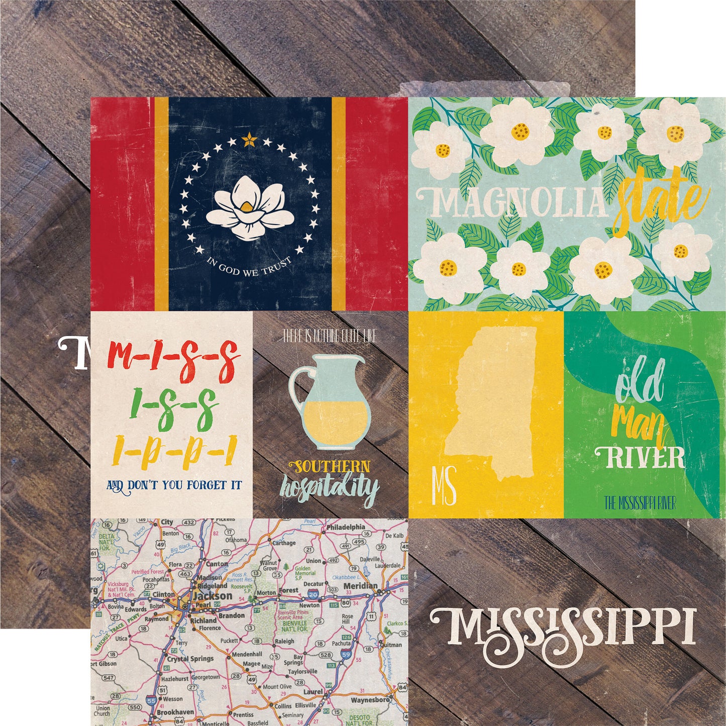 Echo Park Stateside - Mississippi 12 x 12 Scrapbook Paper
