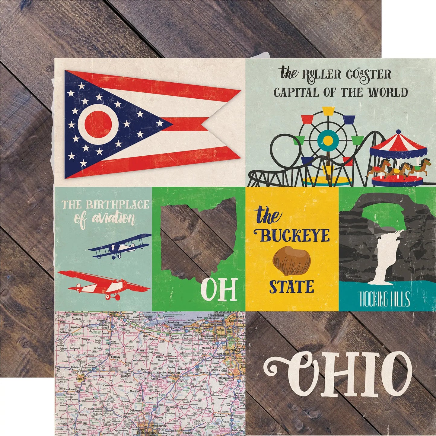 Echo Park Stateside - Ohio 12 x 12 Scrapbook Paper