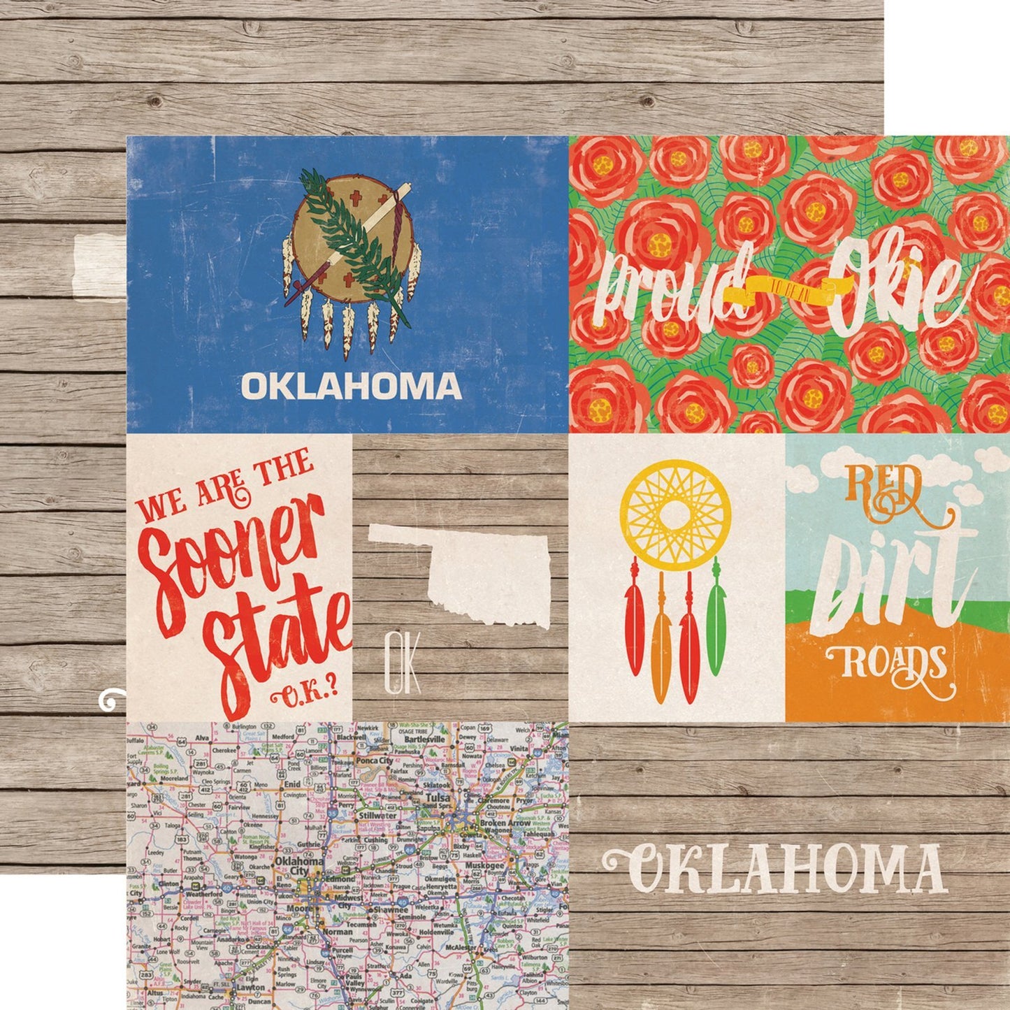 Echo Park Stateside - Oklahoma 12 x 12 scrapbook paper