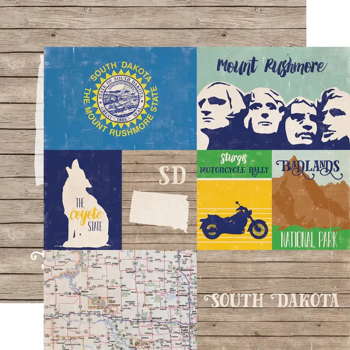 Echo Park Stateside - South Dakota 12 x 12 scrapbook paper