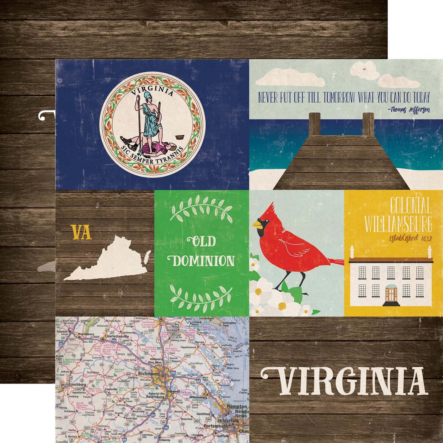 Echo Park Stateside - Virginia 12 x 12 scrapbook paper