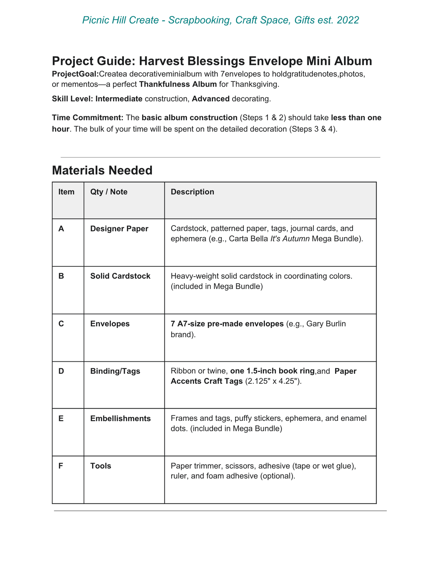 Harvest Blessings Envelope Mini Album Project Instructions