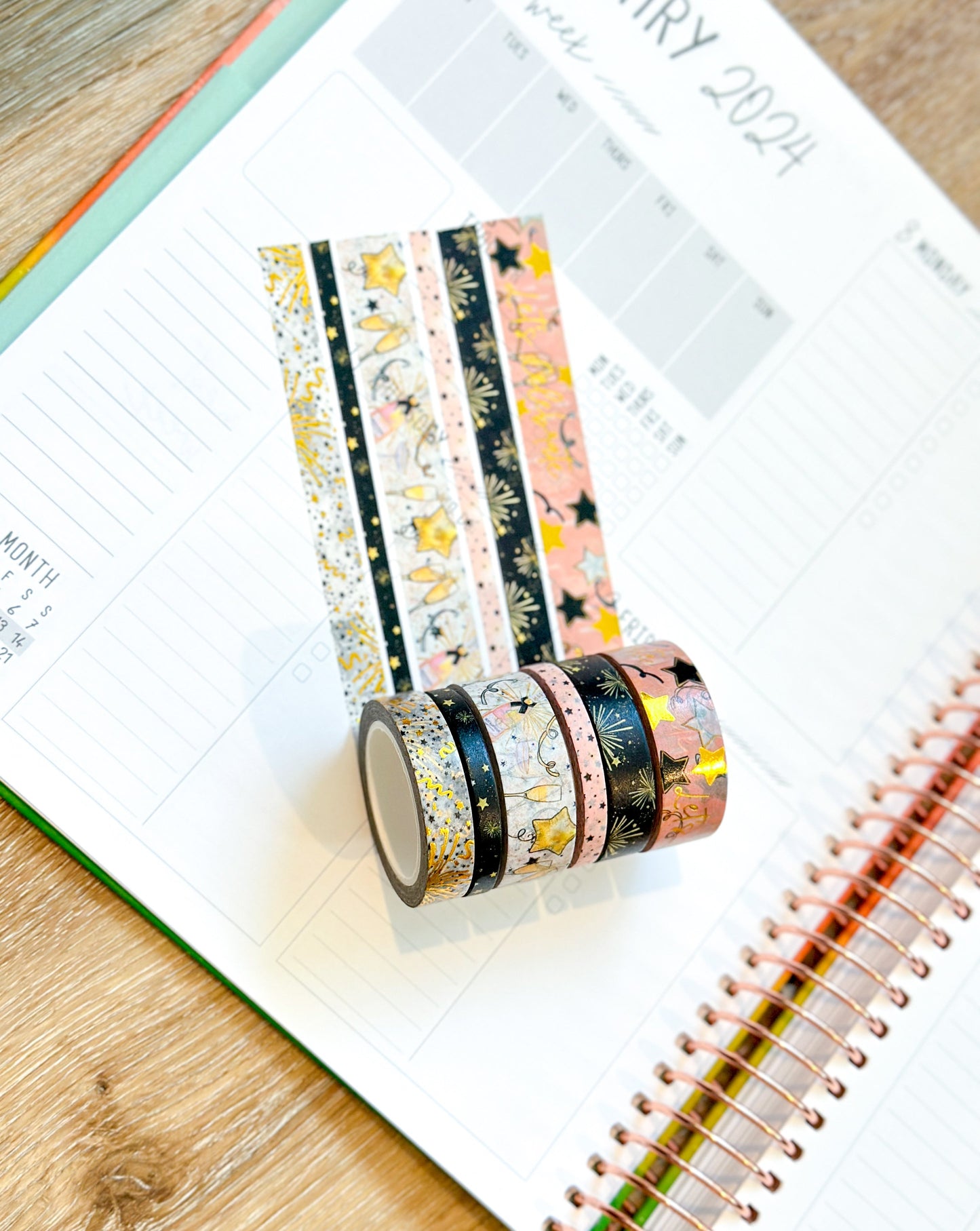 New Years Eve NYE Celebration Anniversary Birthday Celebrate Washi Tape Set January 2024 - W100