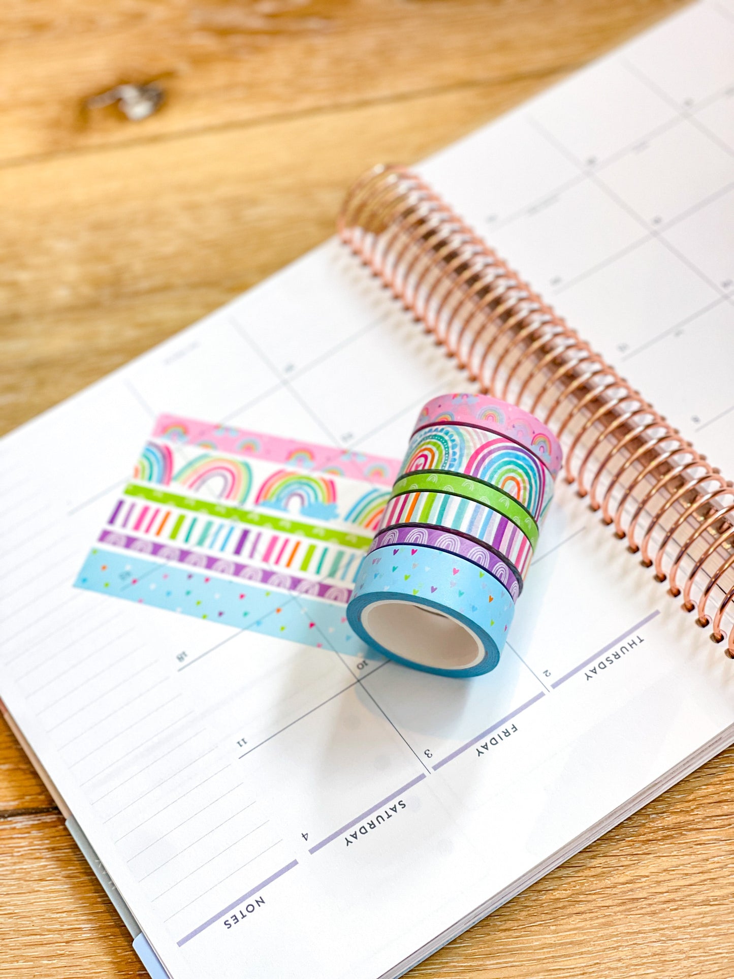 Light Blue Boho Rainbow Spring Washi Tape Set (#W079)