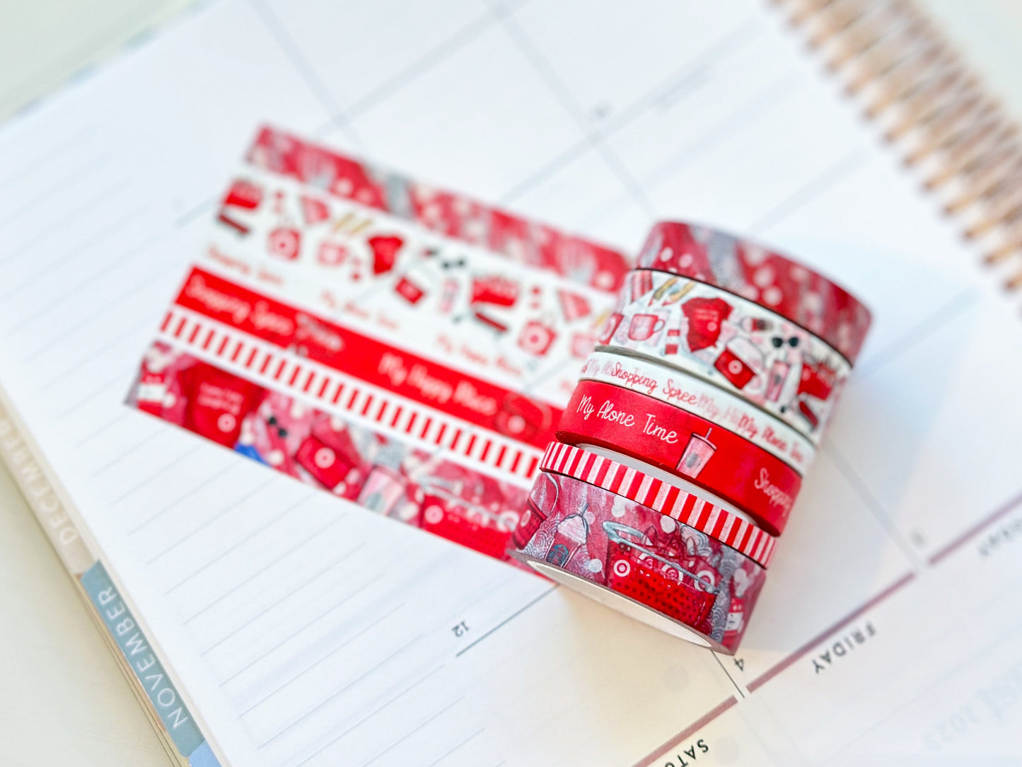 Shopping Spree Red Me Time Alone Time Washi Tape Set - W052