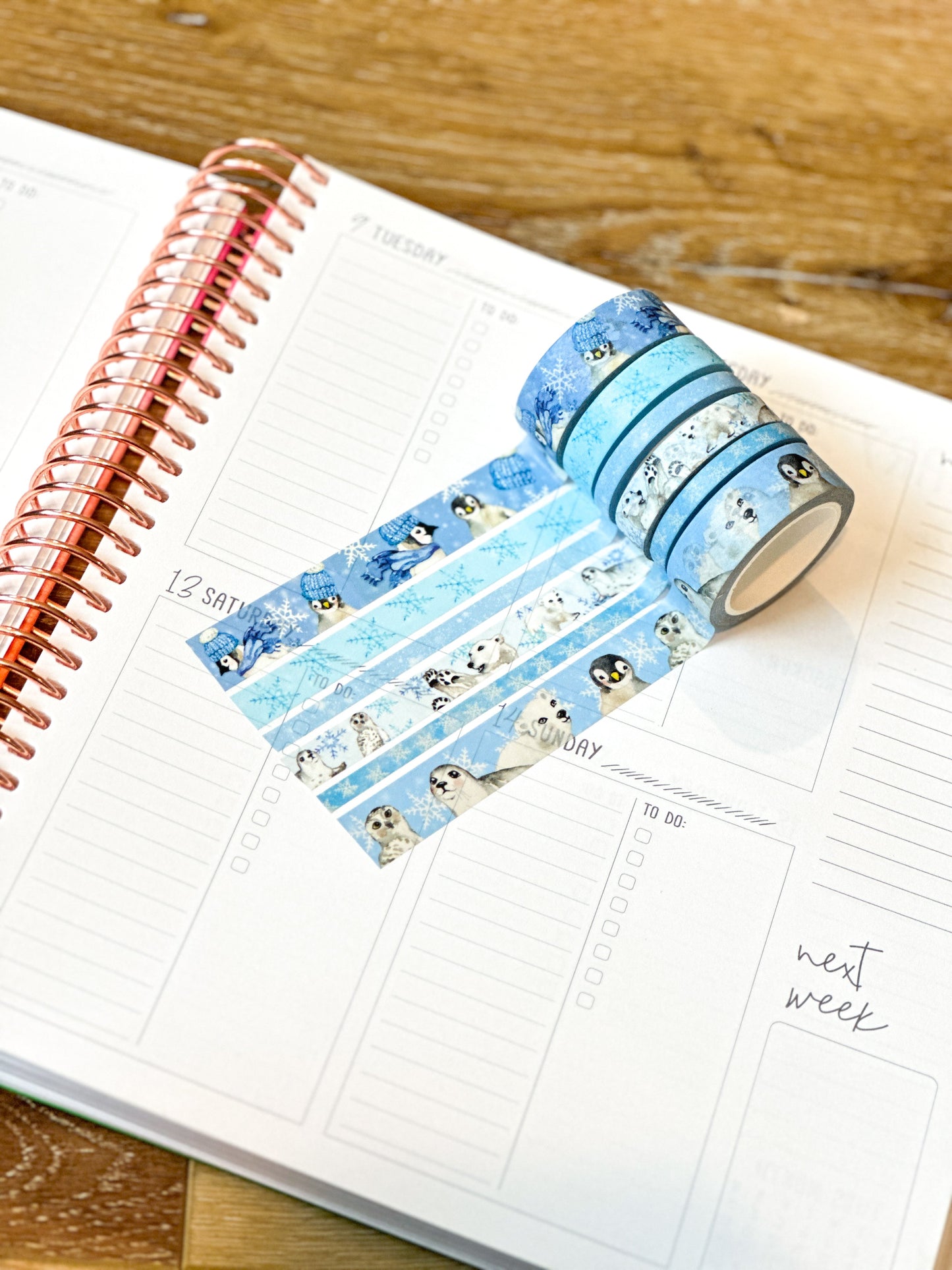 Snow Animals Penguins Polar Bears Seals Winter Arctic Animals Washi Tape Set January 2024 - W099