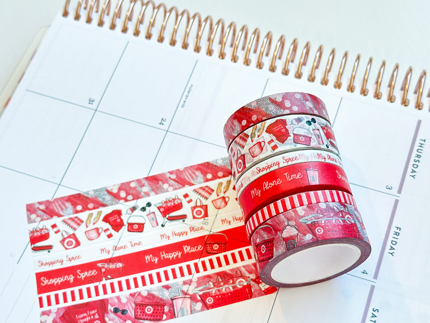 Shopping Spree Red Me Time Alone Time Washi Tape Set - W052