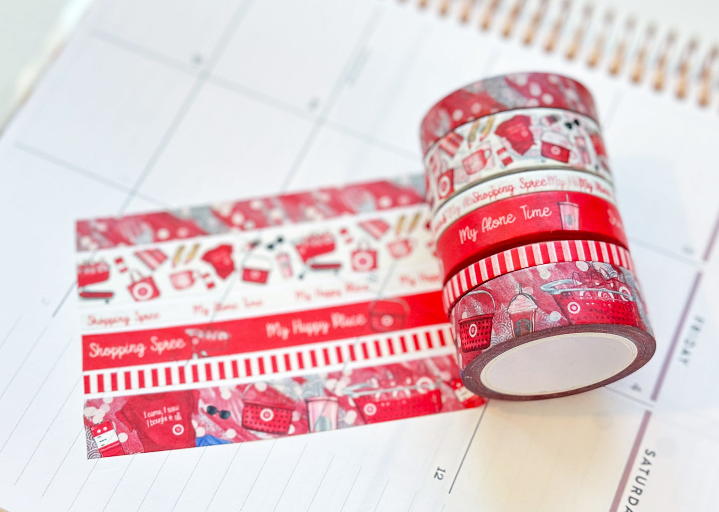 Shopping Spree Red Me Time Alone Time Washi Tape Set - W052