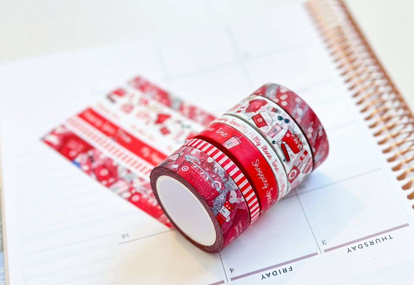 Shopping Spree Red Me Time Alone Time Washi Tape Set - W052