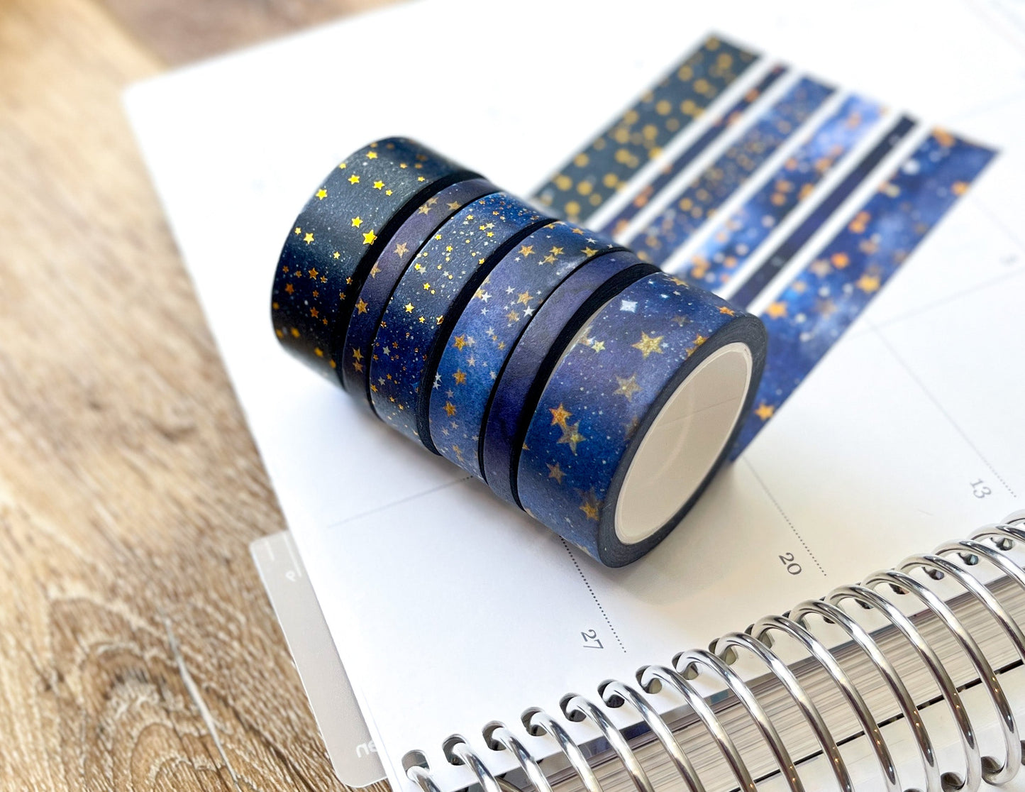 FOILED Galaxy Stars Starlight Gold & Navy Holidays Washi Tape Set (#W074)
