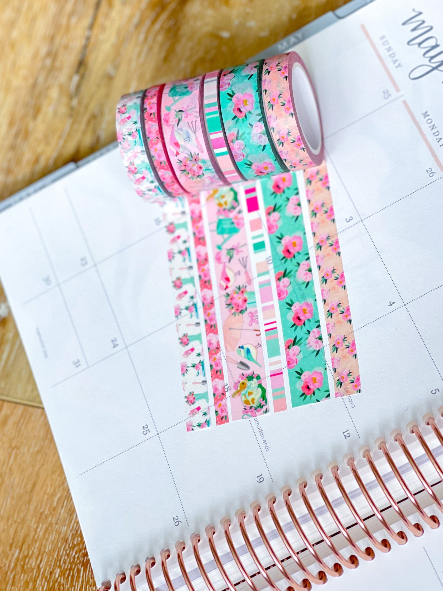 Pink & Teal Flowers Spring & Summer Washi Tape Set (#W058)