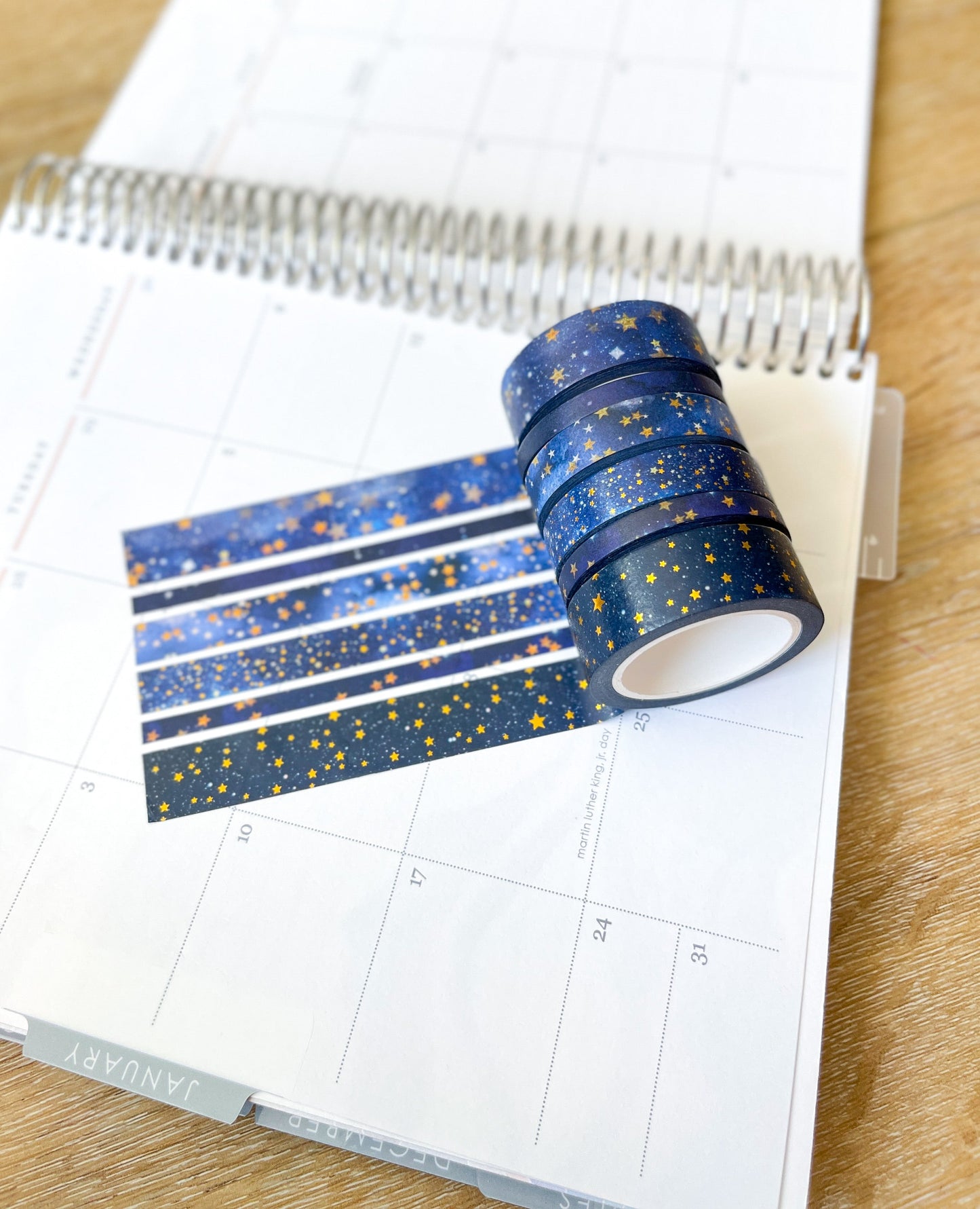 FOILED Galaxy Stars Starlight Gold & Navy Holidays Washi Tape Set (#W074)
