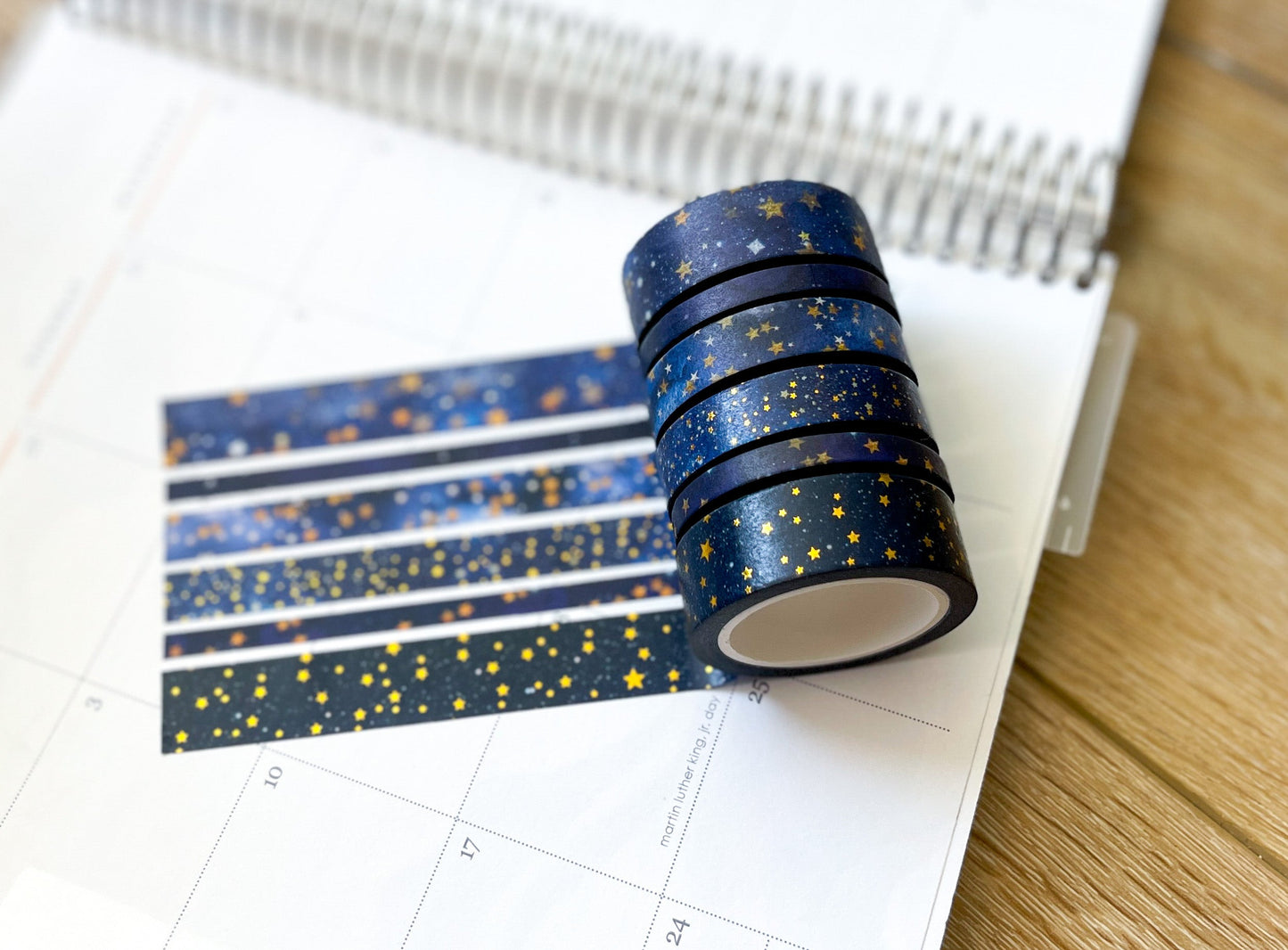 FOILED Galaxy Stars Starlight Gold & Navy Holidays Washi Tape Set (#W074)