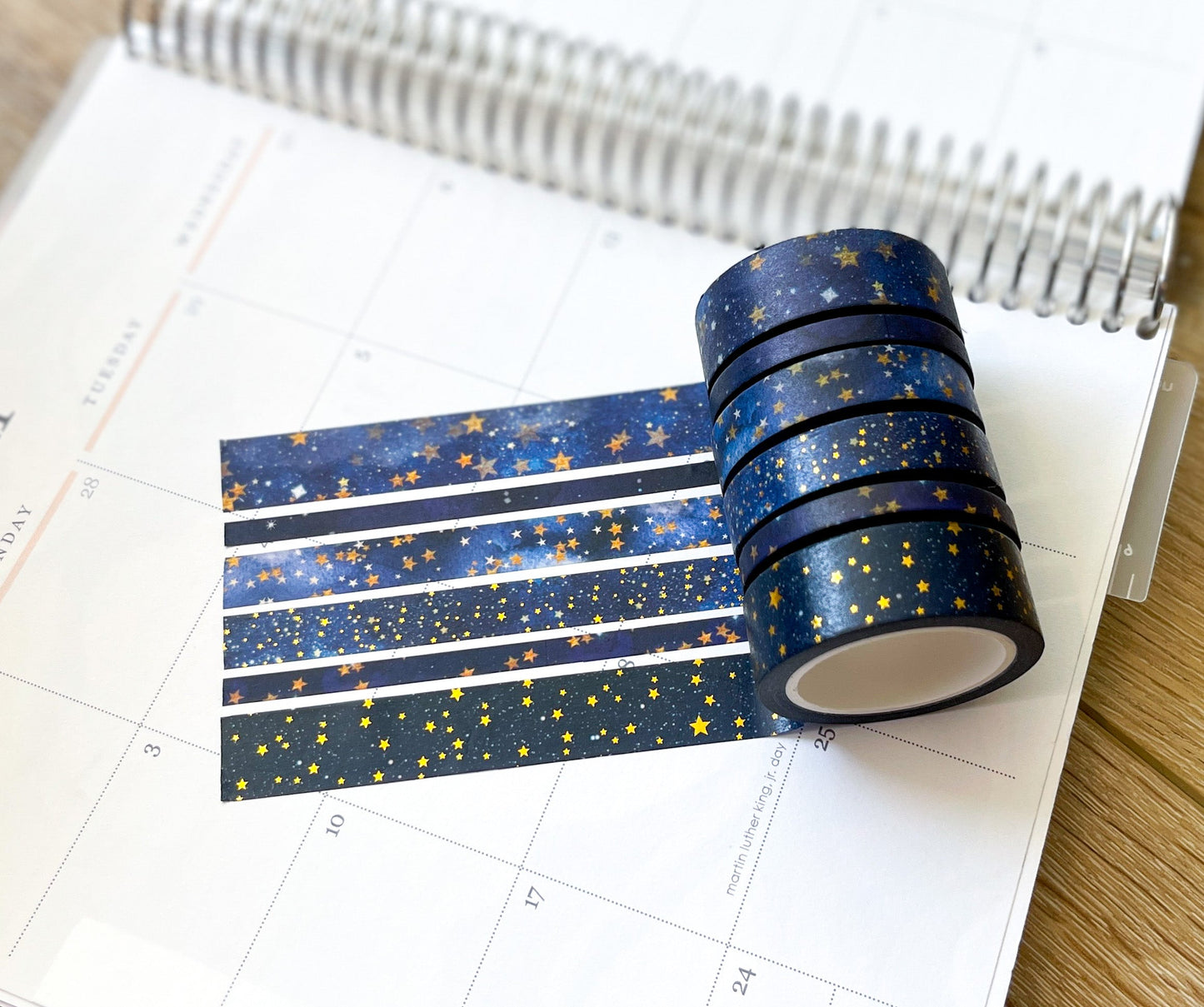 FOILED Galaxy Stars Starlight Gold & Navy Holidays Washi Tape Set (#W074)