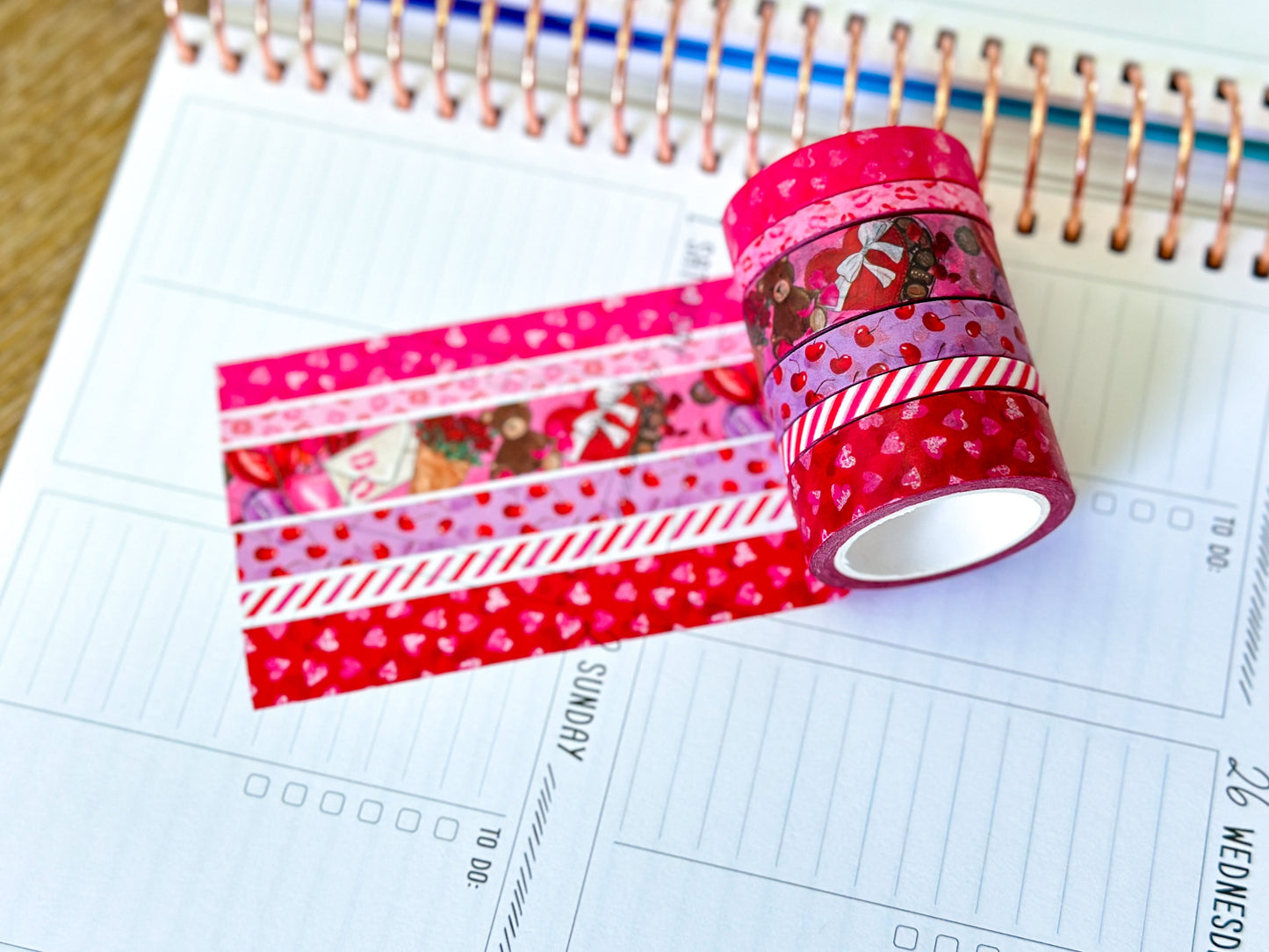 Valentines Day Love Red Pink Hearts Washi Tape Set February 2025 - W125