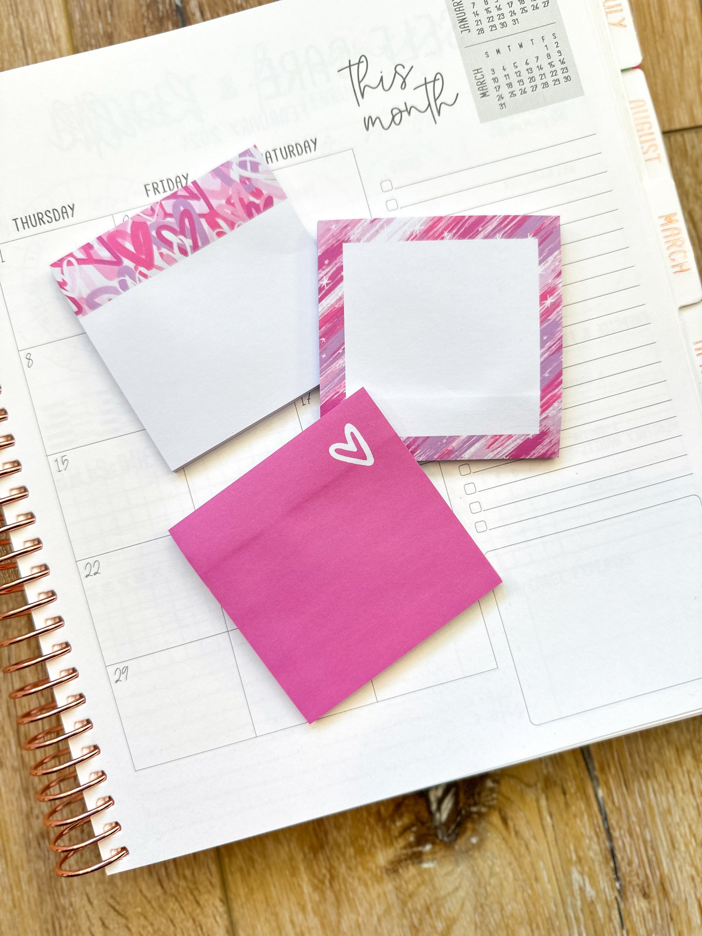 Set of 3 Sticky Notepads Post-It Notes from our February 2024 Planner Envy Subscription Box.