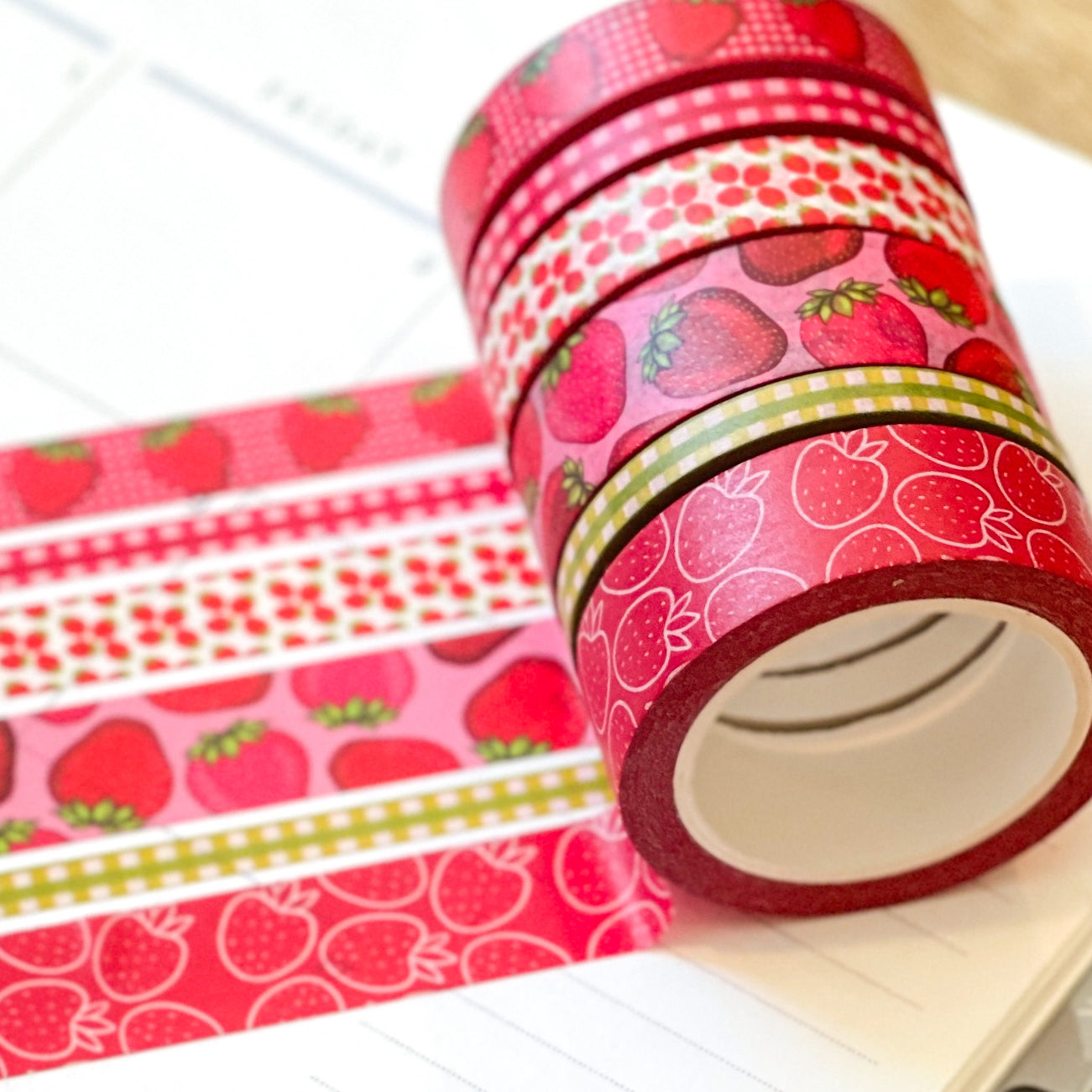 Strawberries Red Summer Fruit Washi Tape Set (#W061)