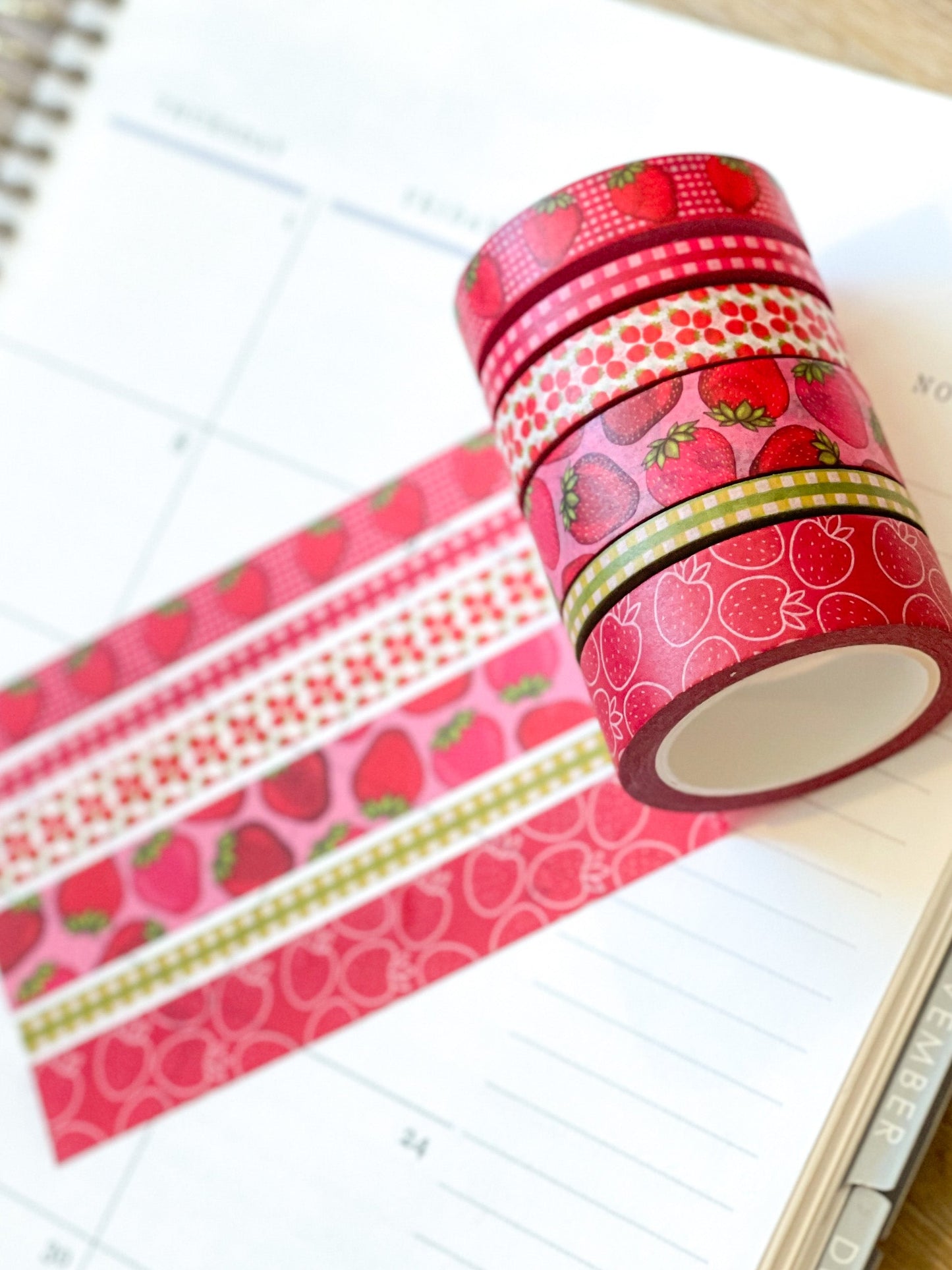 Strawberries Red Summer Fruit Washi Tape Set (#W061)
