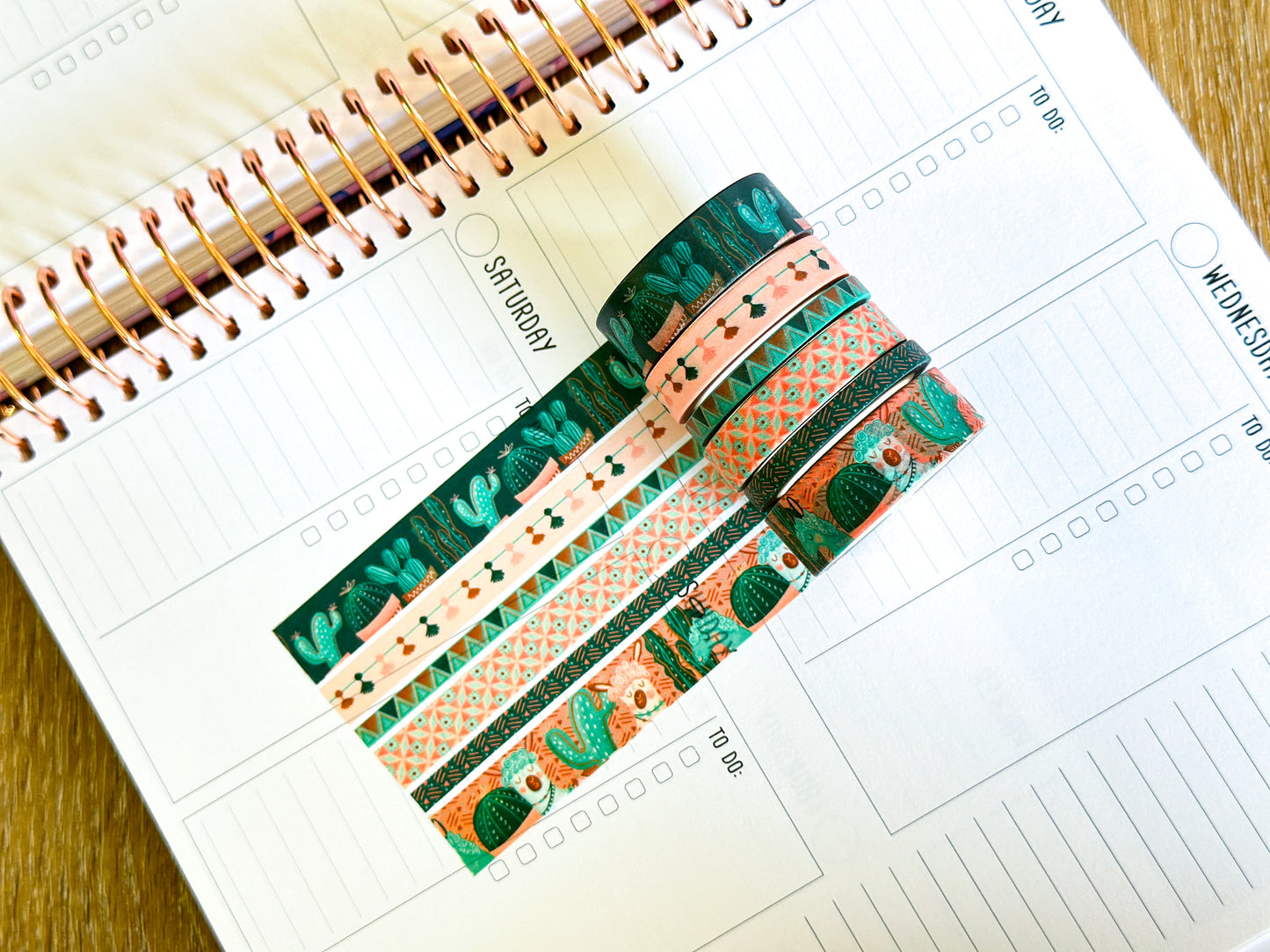 Llamas Green Mint Pink Boho Washi Tape Set March 2025 - W128
