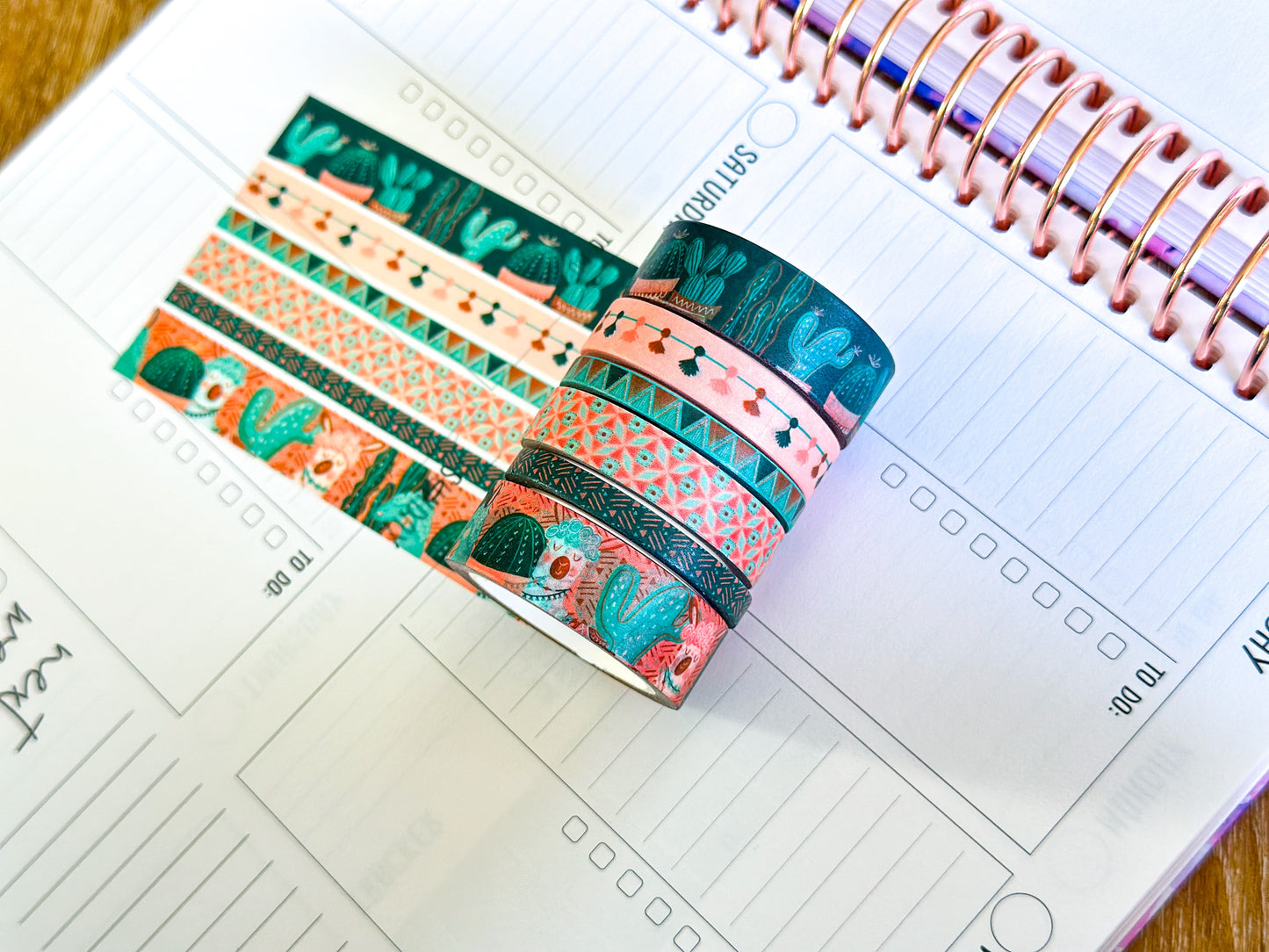 Llamas Green Mint Pink Boho Washi Tape Set March 2025 - W128