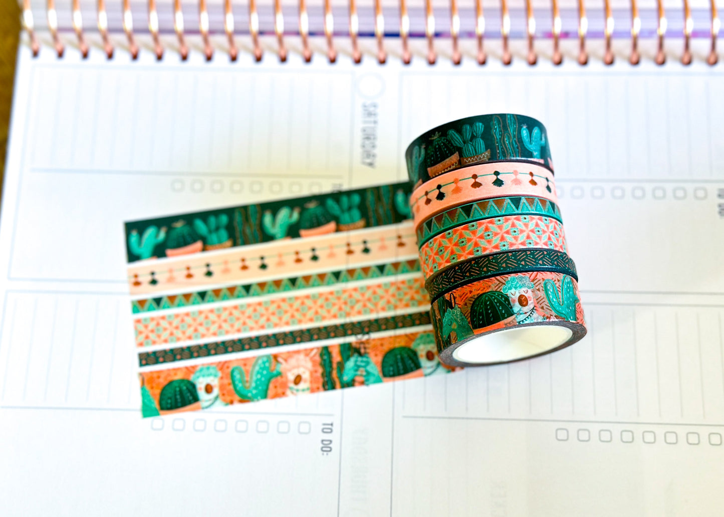 Llamas Green Mint Pink Boho Washi Tape Set March 2025 - W128