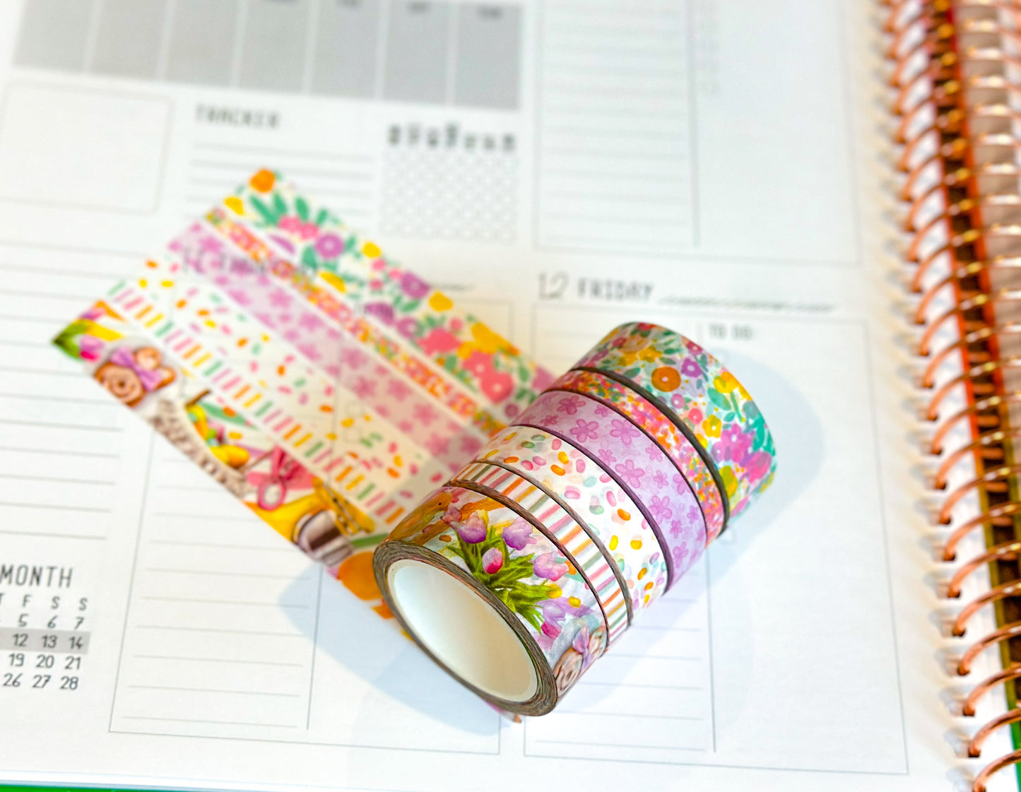 Easter Rainbow Chicks Eggs Spring Flowers Washi Tape Set April 2024 - W105