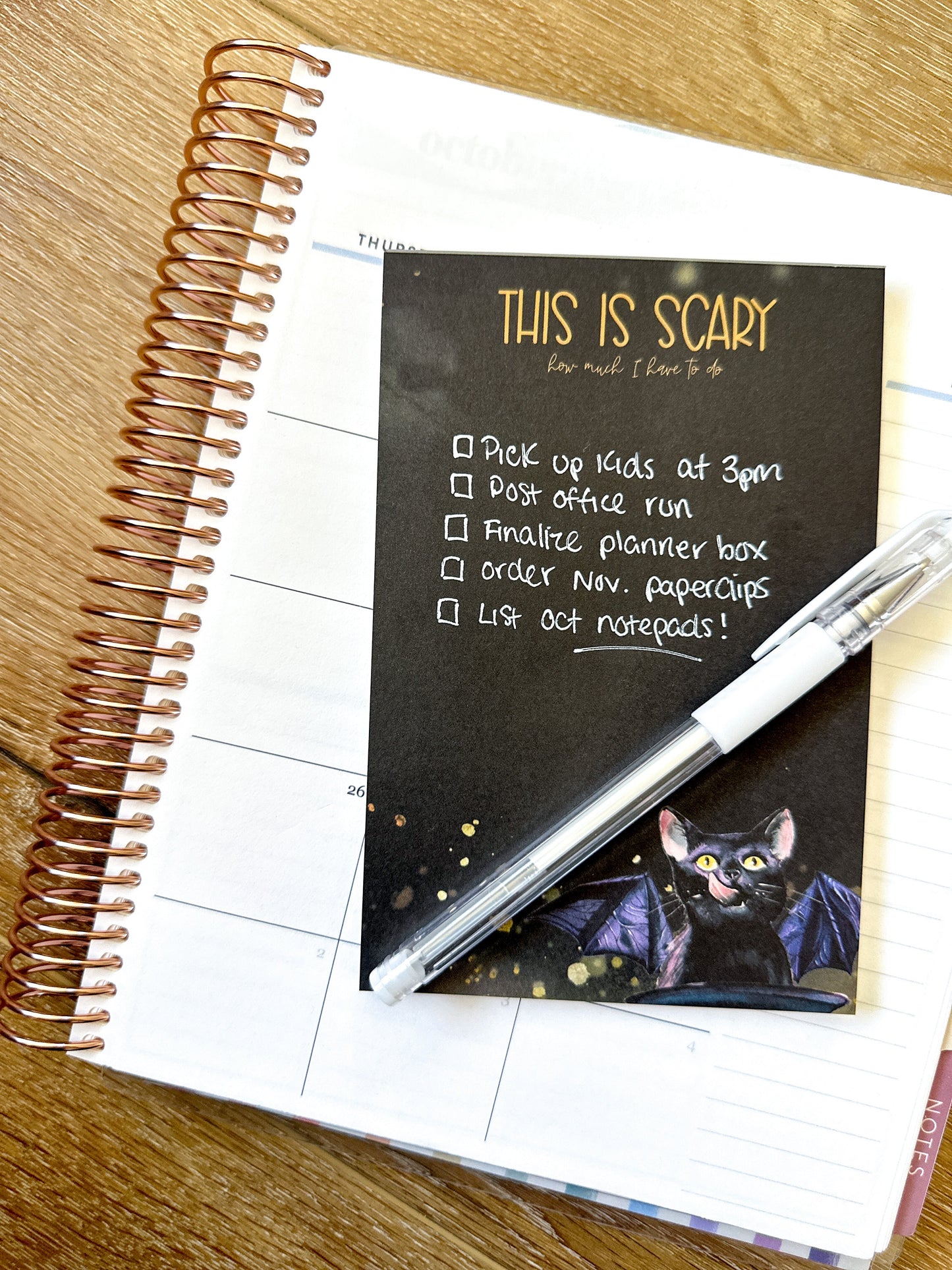 Black Spooky Halloween Notepad. It's Scary How Much I have To Do List Pad - 4x6 Inches (*Notepad Only*)