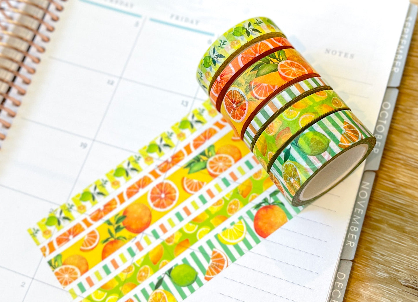 Lemons Limes & Oranges Summer Fruits Citrus Washi Tape Set (#W065)