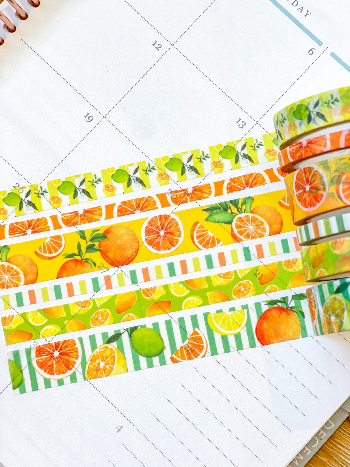 Lemons Limes & Oranges Summer Fruits Citrus Washi Tape Set (#W065)