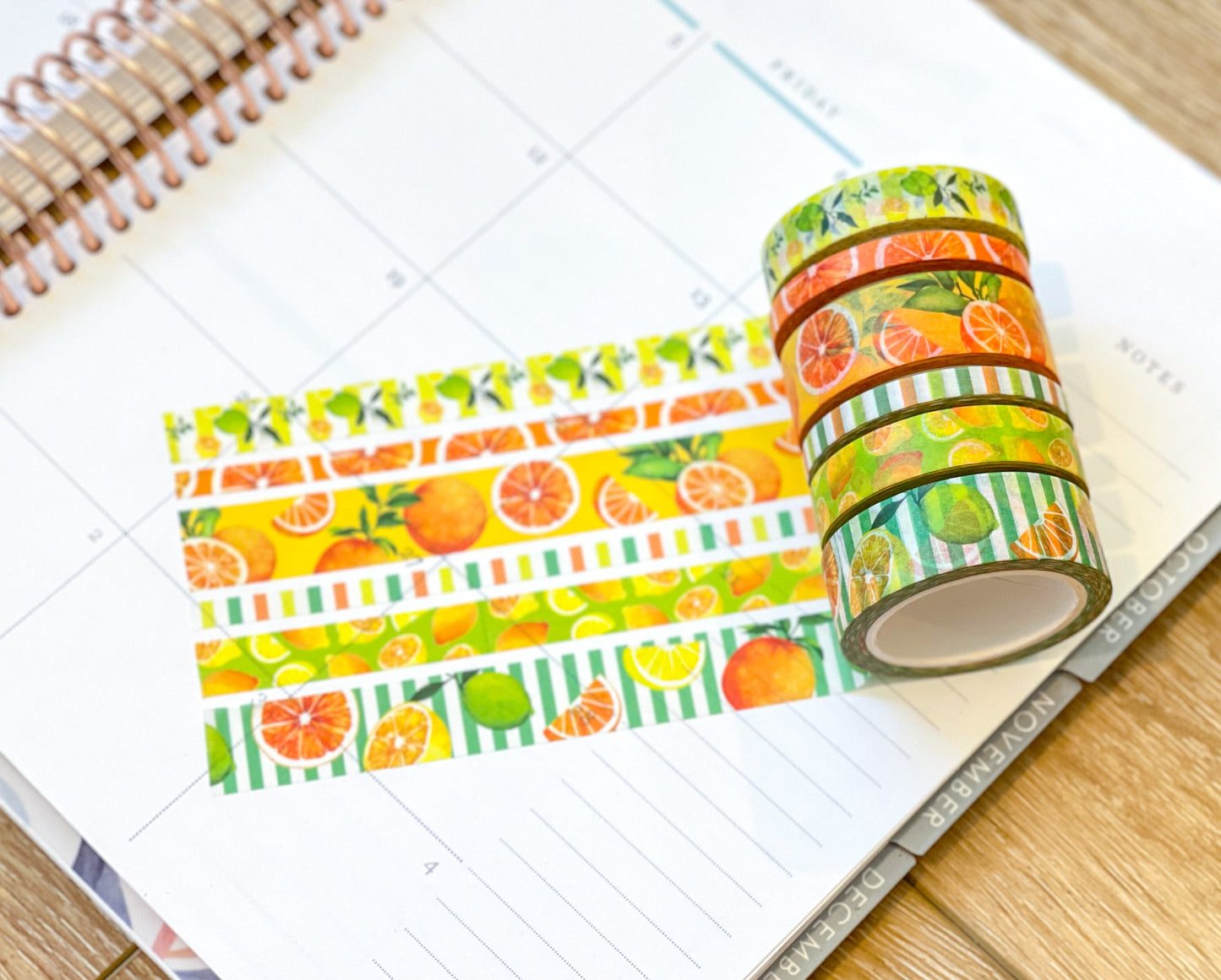 Lemons Limes & Oranges Summer Fruits Citrus Washi Tape Set (#W065)