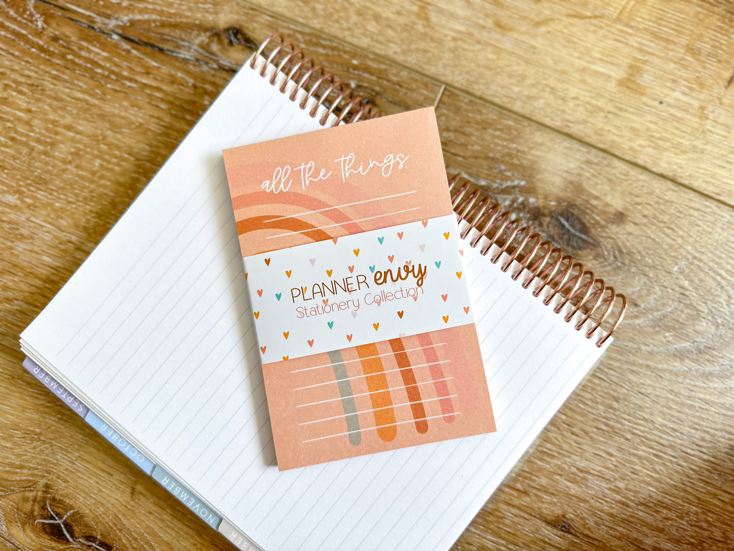 Boho Rainbow Peach Notepad - 4x6 Inches (*Notepad Only*)