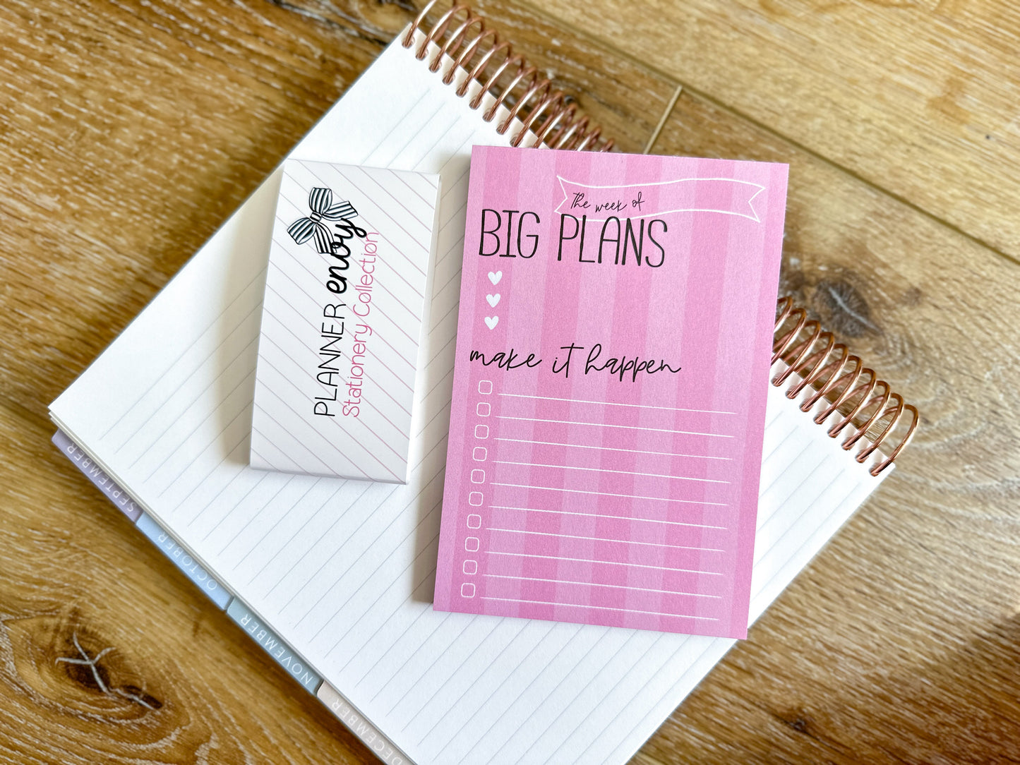 Big Plans Pink Stripe Notepad - 4x6 Inches (*Notepad Only*)