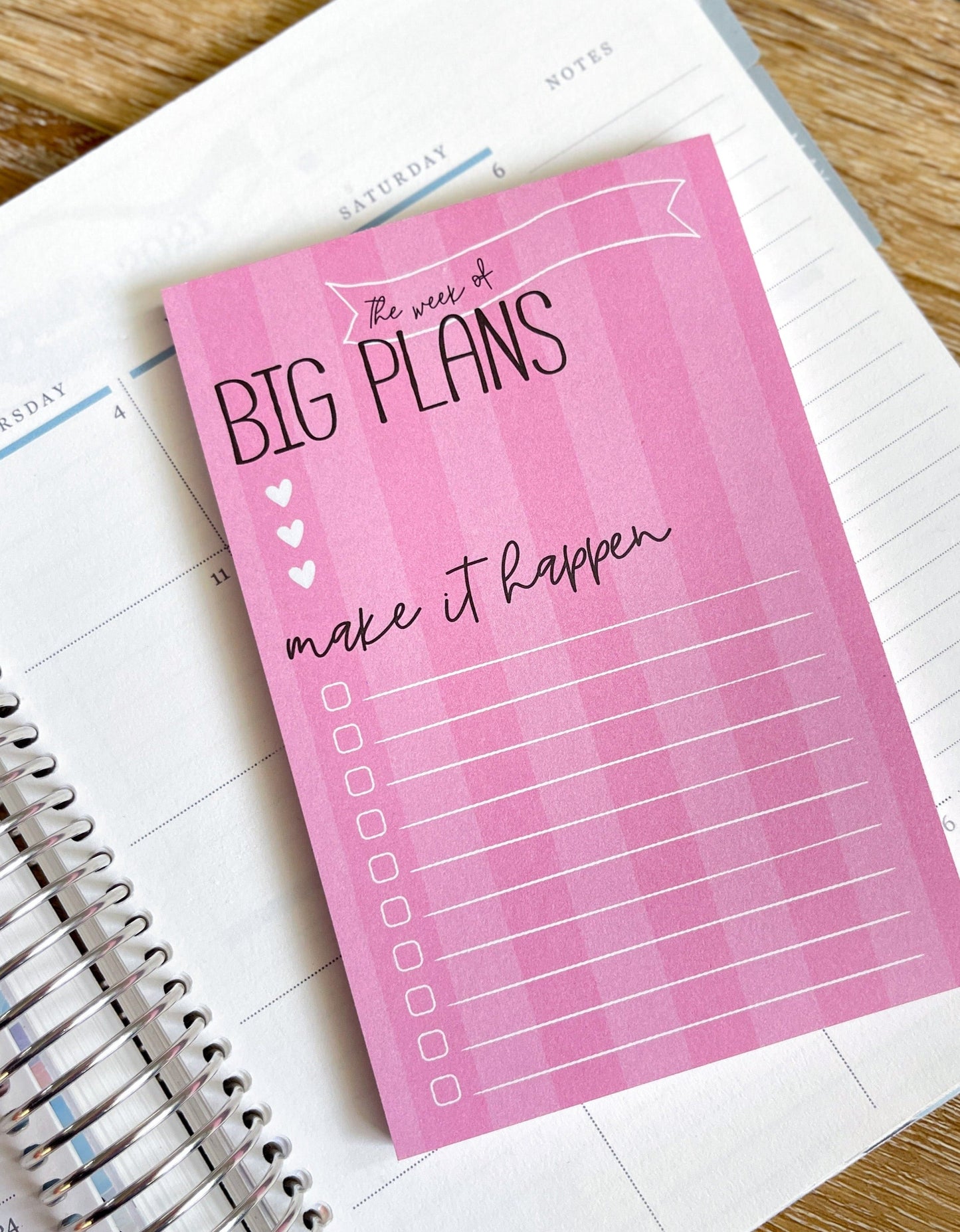 Big Plans Pink Stripe Notepad - 4x6 Inches (*Notepad Only*)