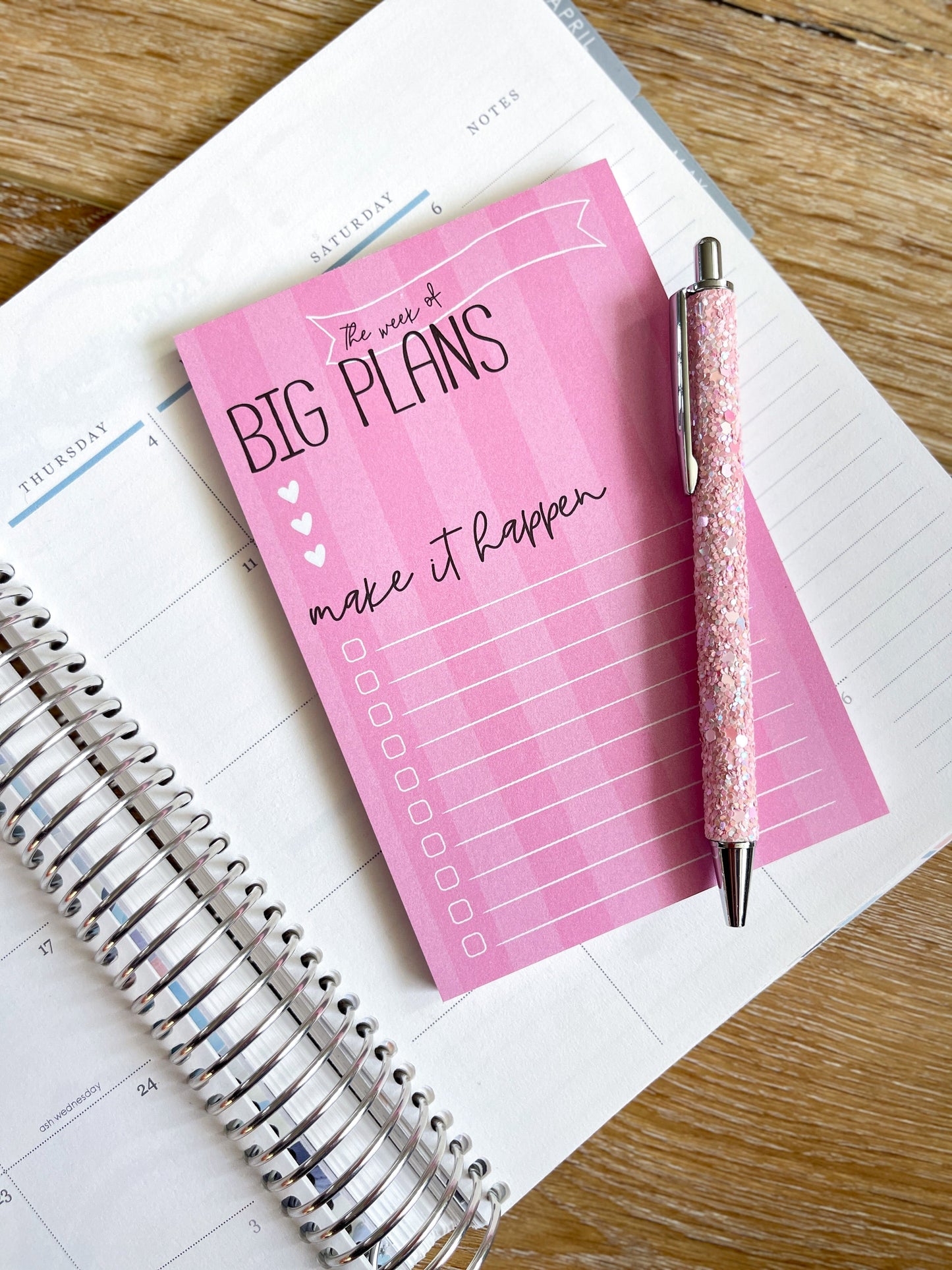 Big Plans Pink Stripe Notepad - 4x6 Inches (*Notepad Only*)