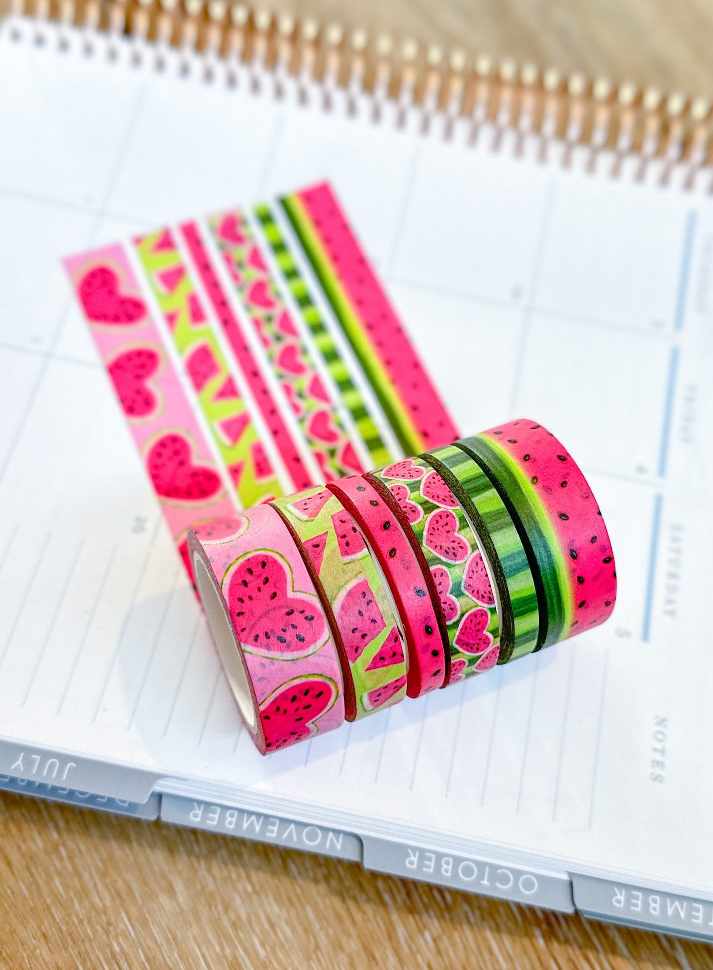 Watermelon Fruit Summer Pink & Green Washi Tape Set - W087