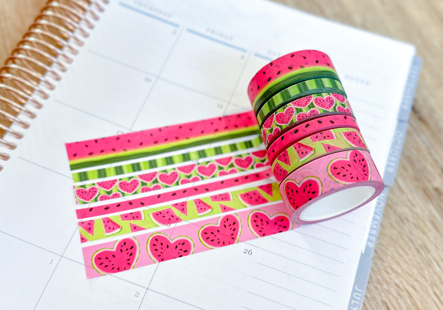 Watermelon Fruit Summer Pink & Green Washi Tape Set - W087