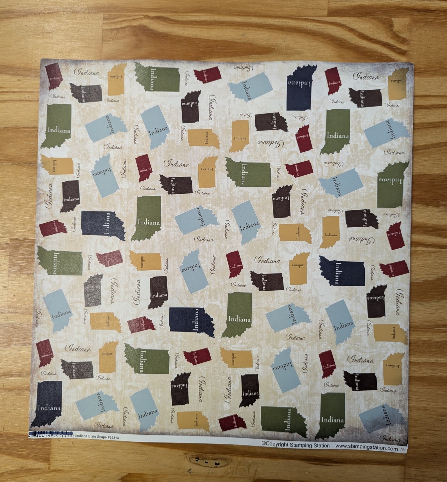 Indiana State Shape paper 12 x 12