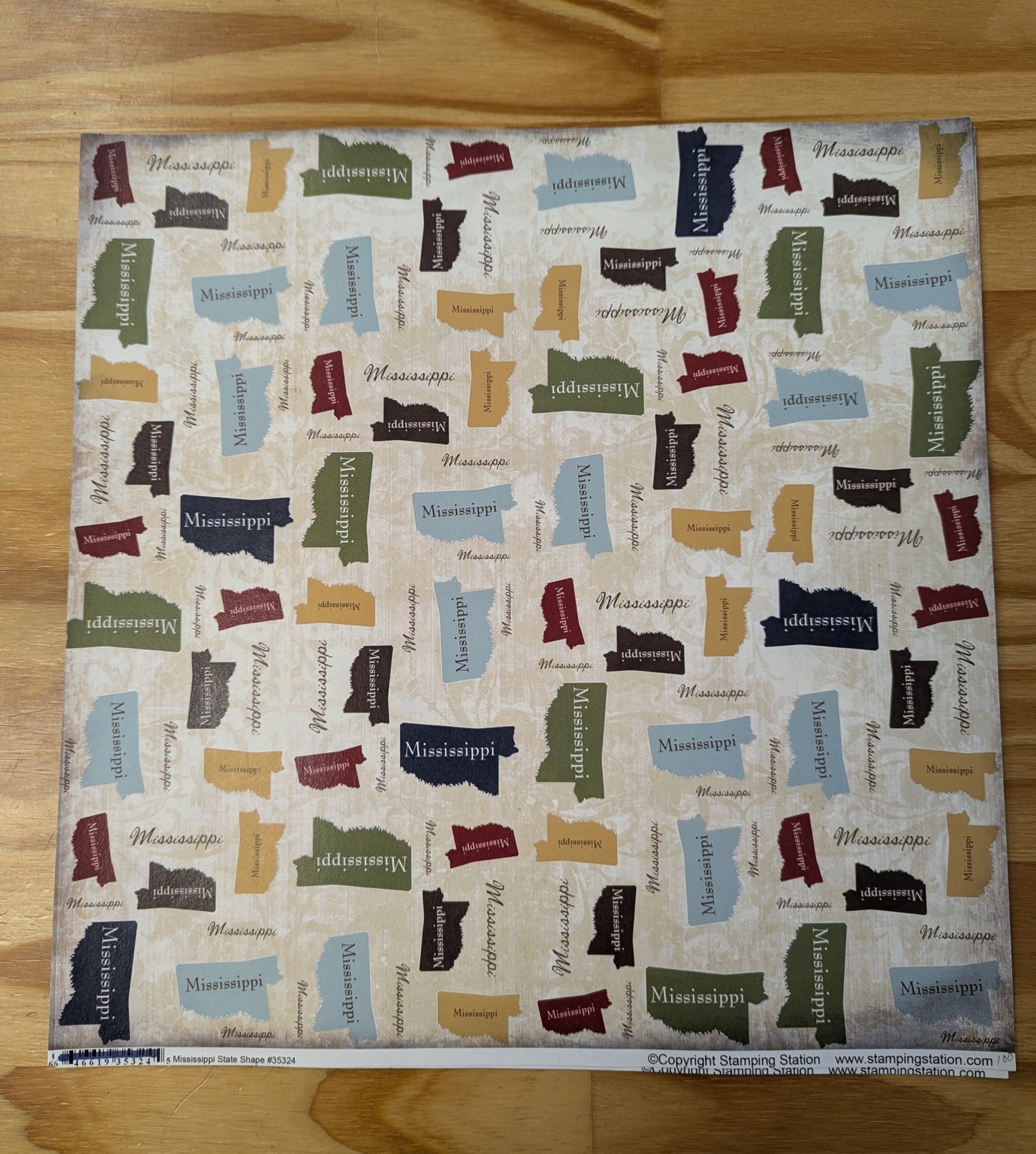 Mississippi State Shape 12 x 12 Scrapbook Paper