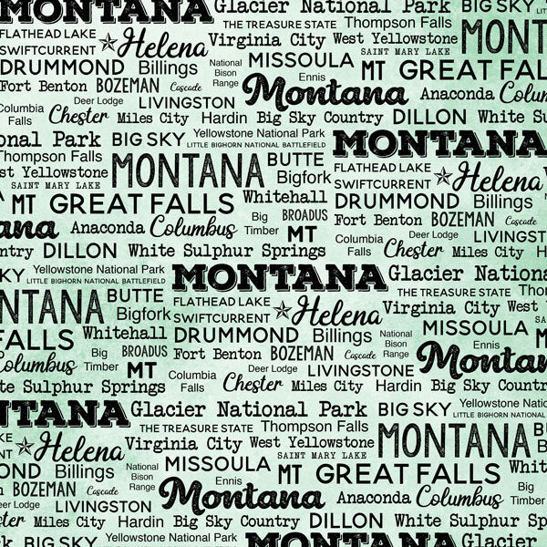Montana Postage Map Double-Sided Paper 12 x 12in