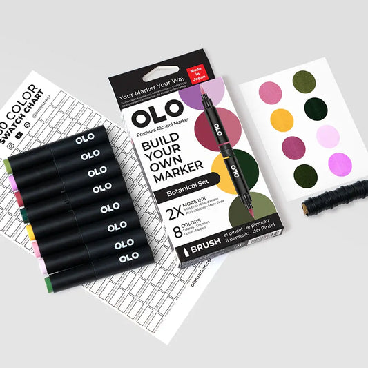 OLO Botanical 8-Piece Brush Alcohol Marker Set