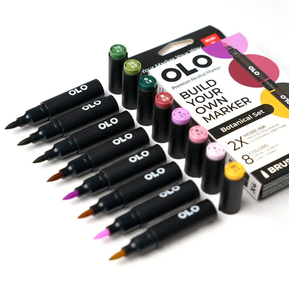 OLO Botanical 8-Piece Brush Alcohol Marker Set