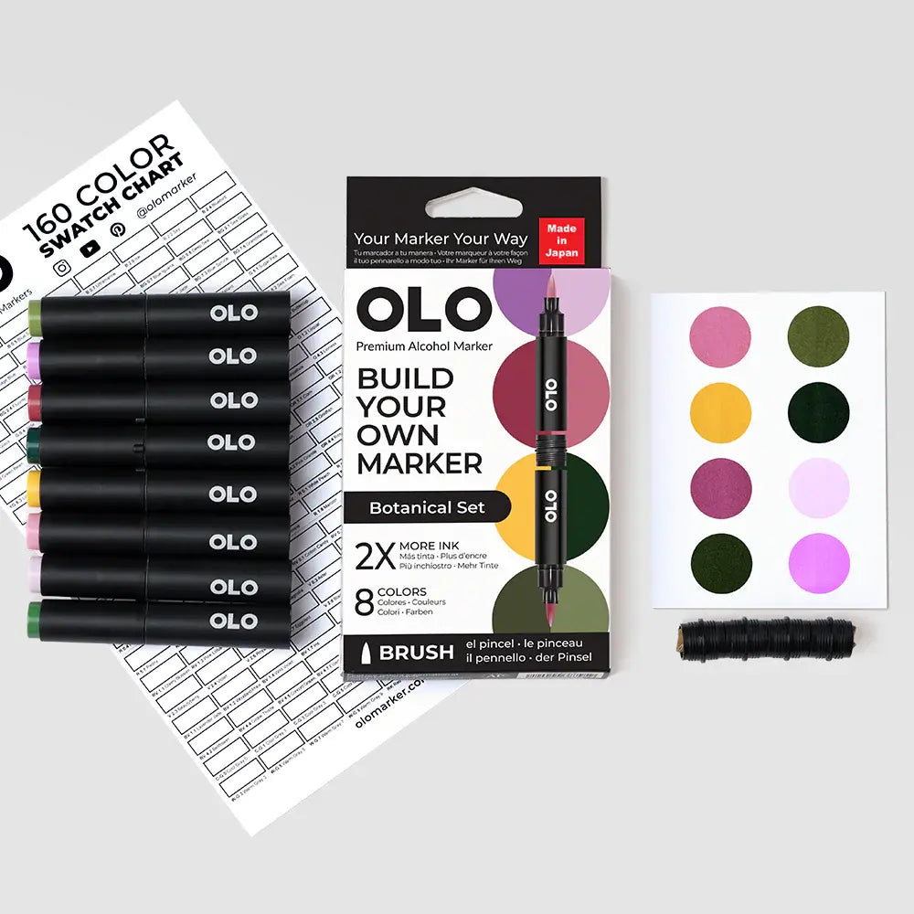 OLO Botanical 8-Piece Brush Alcohol Marker Set
