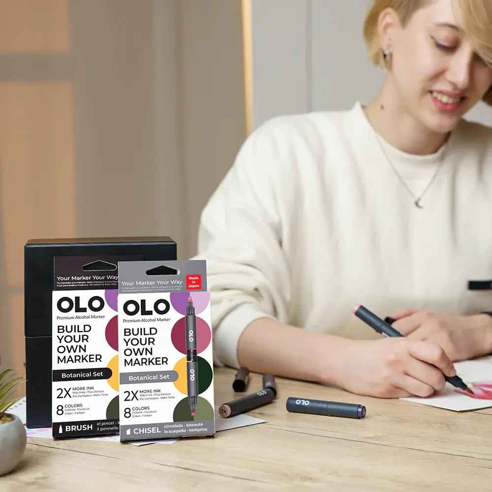 OLO Botanical 8-Piece Brush Alcohol Marker Set
