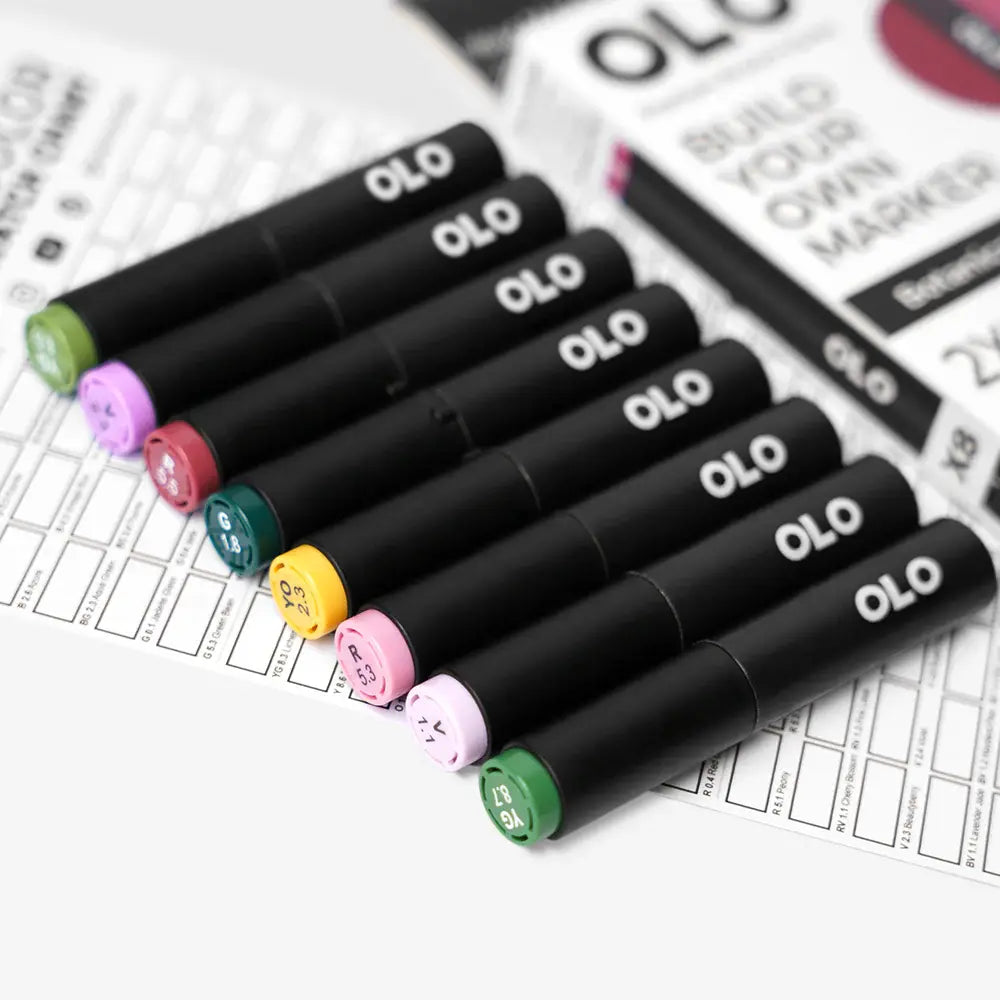 OLO Botanical 8-Piece Brush Alcohol Marker Set