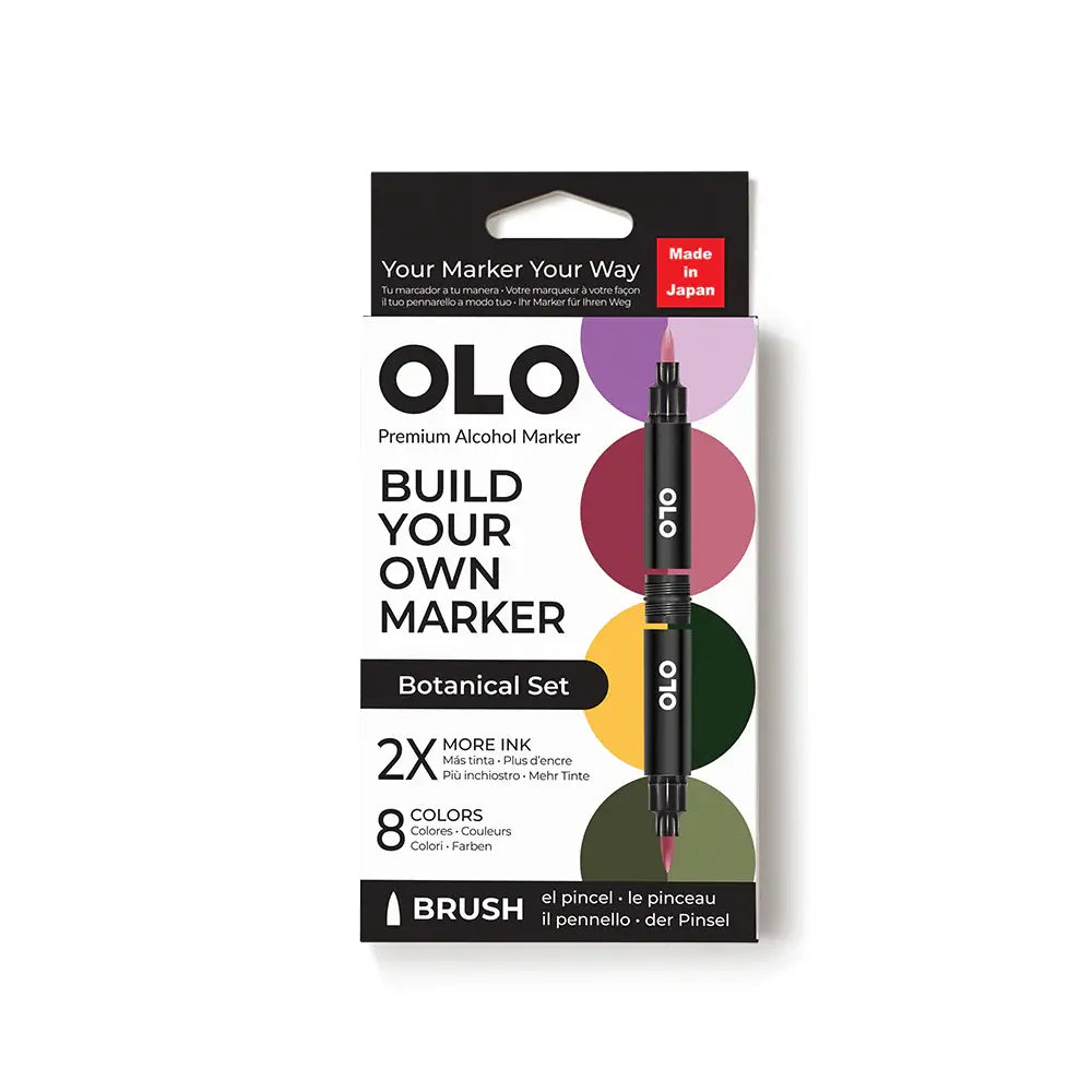 OLO Botanical 8-Piece Brush Alcohol Marker Set